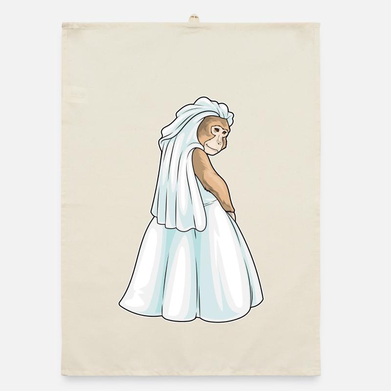 Affe Braut Schleier Hochzeit Organic Geschirrtuch