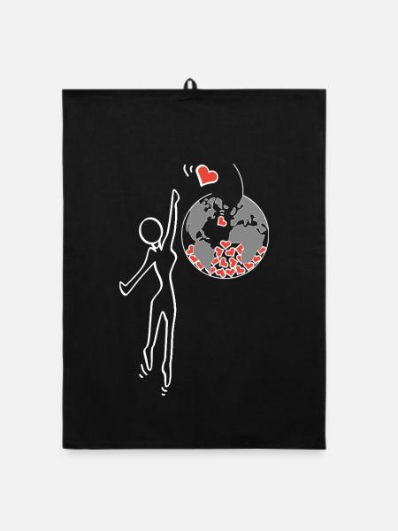 Give love - Organic dish towel - black - Front