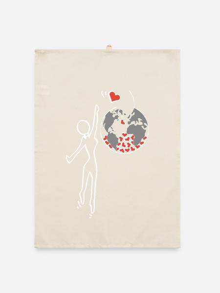 Give love - Organic dish towel - nature - Front