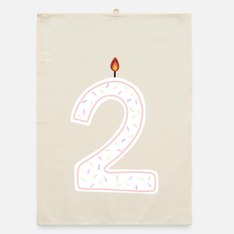 Bougie d’anniversaire numéro deux graphique Torchon bio