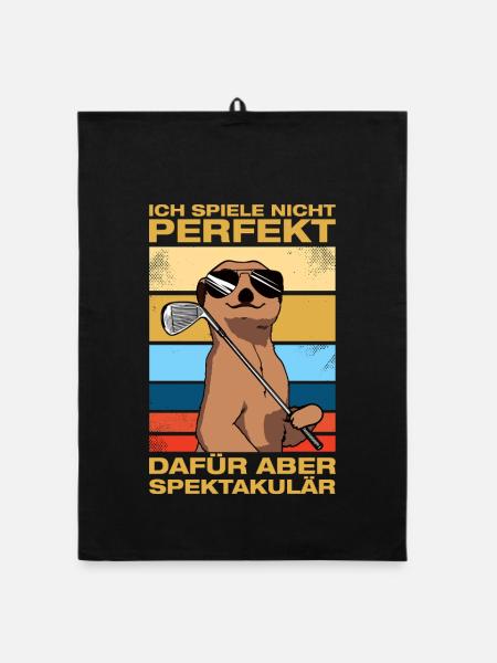 Ich spiele nicht perfekt Golfer Golf Golfen - Organic Geschirrtuch - Schwarz - Vorne
