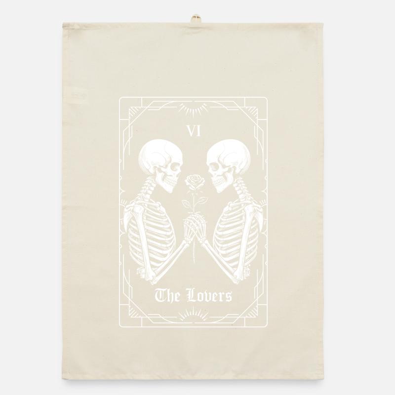 Die Liebenden — Spooky Tarot Skeleton Goth Organic Geschirrtuch