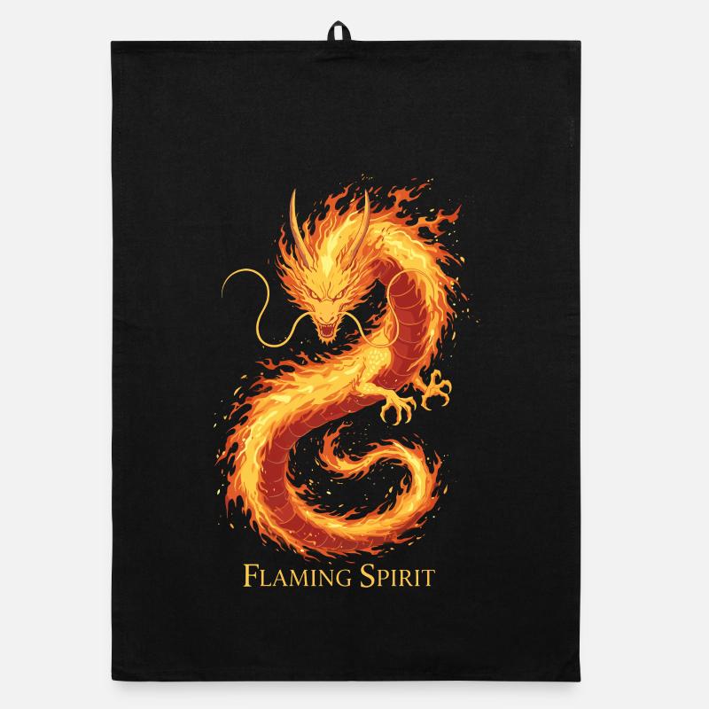 Flammender Geister Drache Organic Geschirrtuch