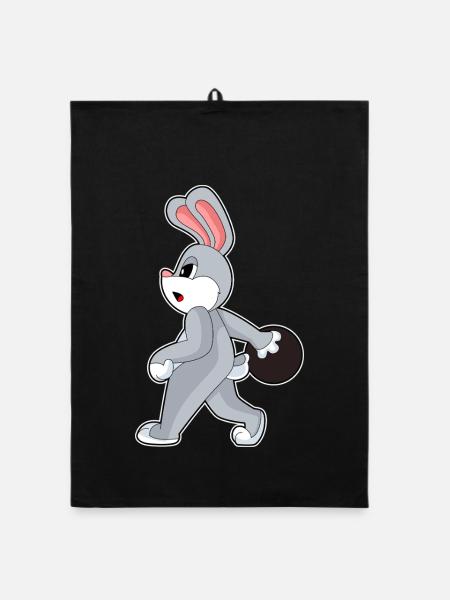 Bunny Bowling Boule de bowling - Torchon bio - noir - Devant