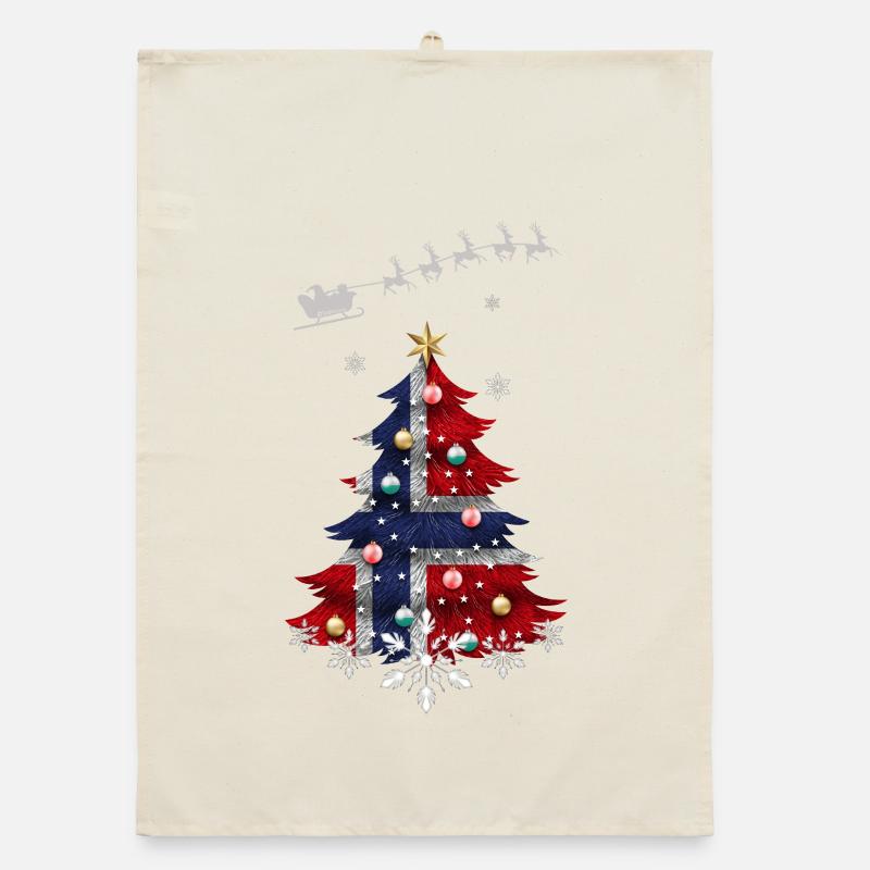 Christmas tree with Norway flag Organic dish towel