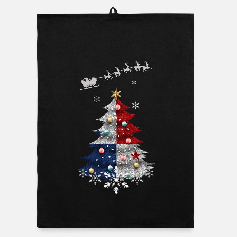 Weihnachtsbaum mit Panama-Flagge Organic Geschirrtuch