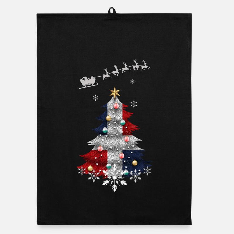 Sapin de Noël avec drapeau de la République dominicaine Torchon bio