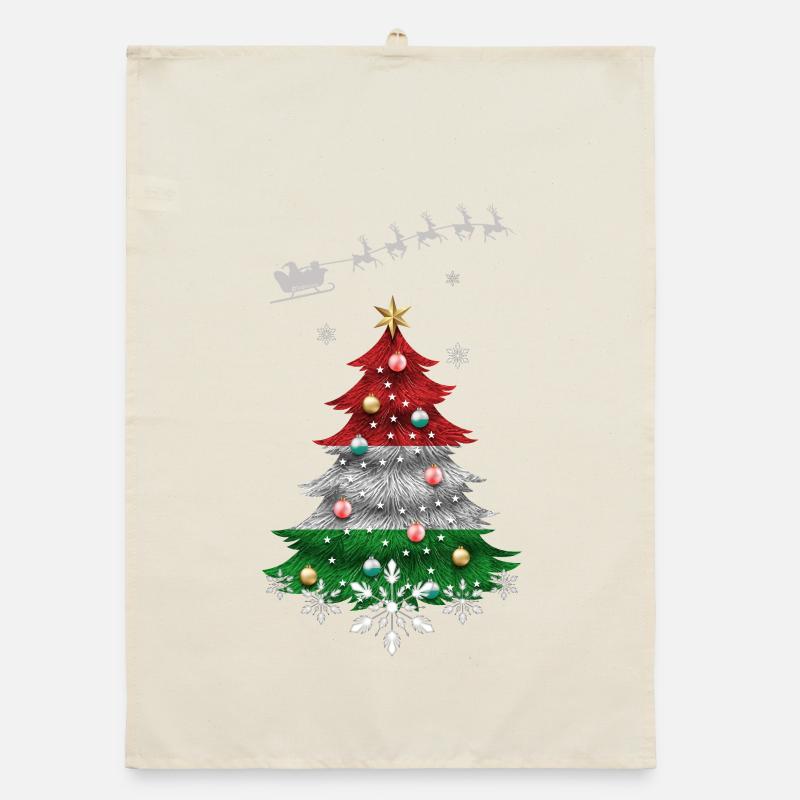 Sapin de Noël avec drapeau hongrois Torchon bio