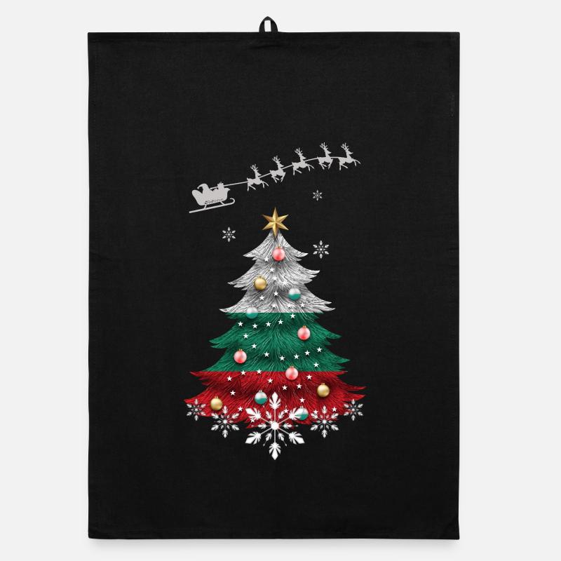 Weihnachtsbaum mit bulgarischer Flagge Organic Geschirrtuch