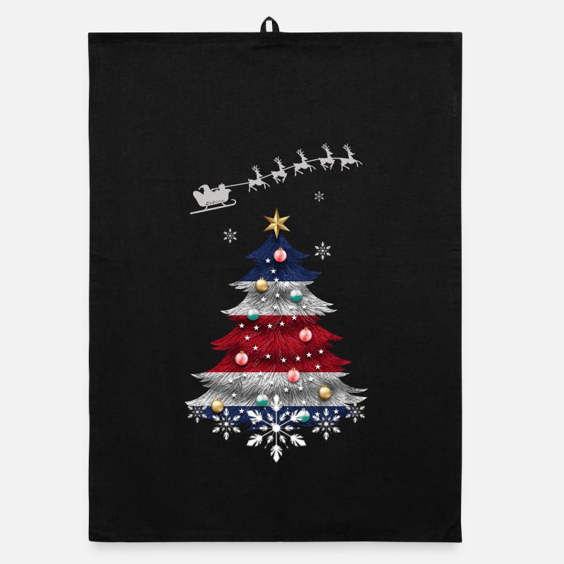 Sapin de Noël avec drapeau du Costa Rica Torchon bio