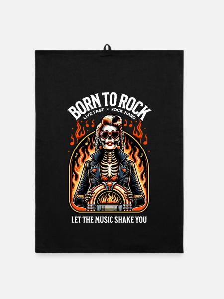 Rock and Roll Always and Forever Rockabilly 2025 - Organic Geschirrtuch - Schwarz - Vorne