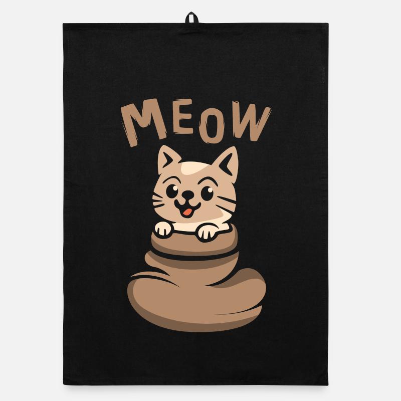 Chat mignon avec MIAOUL dans un sac brun Torchon bio