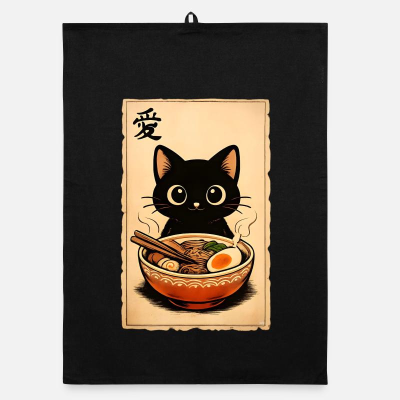 Ramen Katze Liebe 愛 Japanische Neko Organic Geschirrtuch