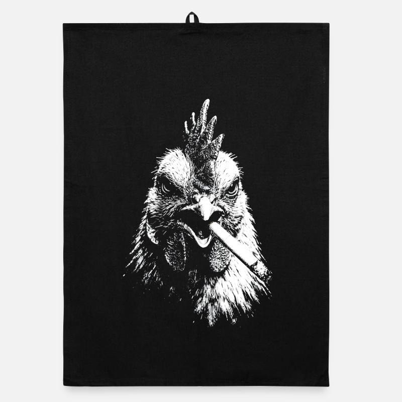 Smoking Hen Graphic Organic dish towel