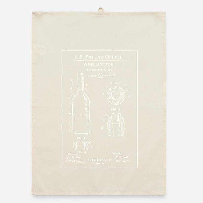 Wine Bottle Blueprint Patent Organic dish towel