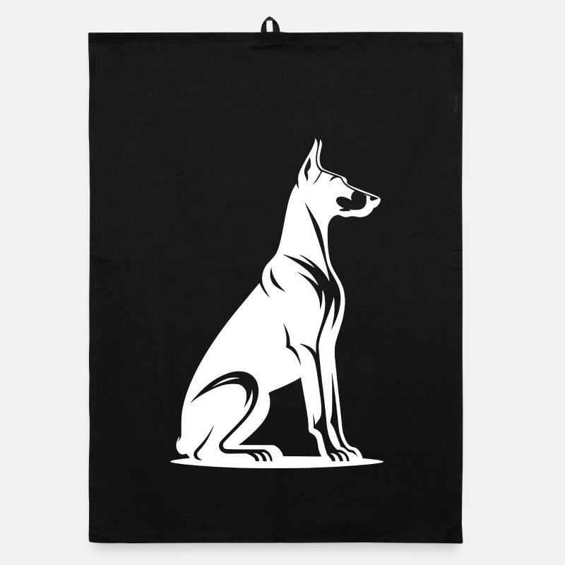Loyal Doberman Guard Dog Silhouette Organic dish towel