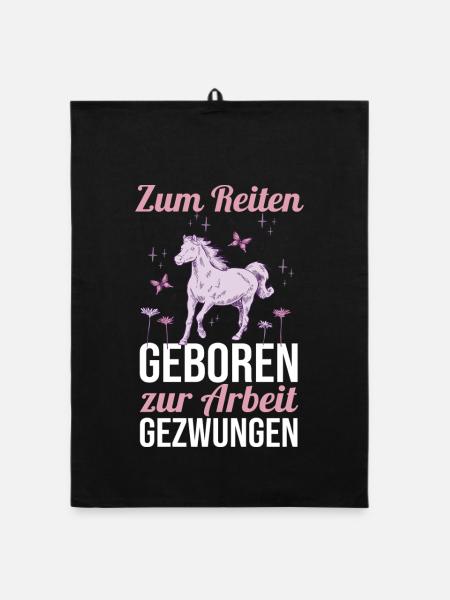 Reiten Pferdeliebhaber Reiterhof Pferde - Organic Geschirrtuch - Schwarz - Vorne