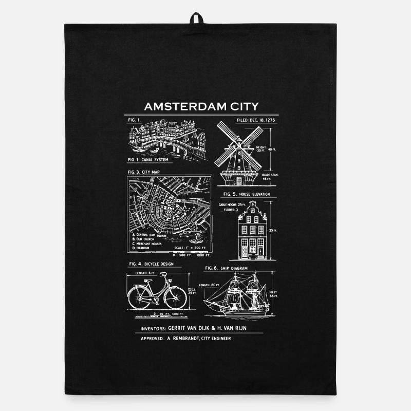 Blueprint Amsterdam City Map Organic dish towel