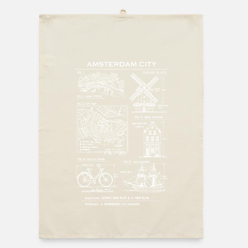 Plan de la ville d’Amsterdam Torchon bio