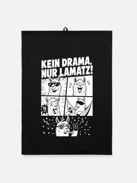 Kein Drama nur Lamatz Party Lama - Organic Geschirrtuch - Schwarz - Vorne