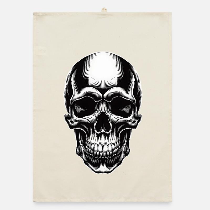 Skull design for biker gothic metal fans Organic dish towel