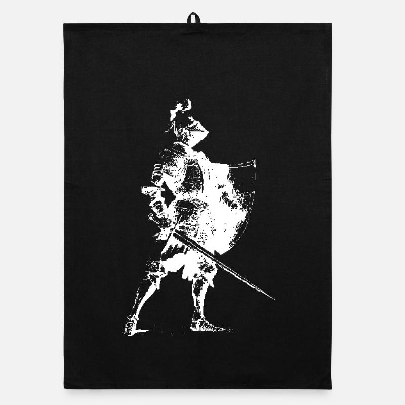 Knight Silhouette with Shield Organic dish towel