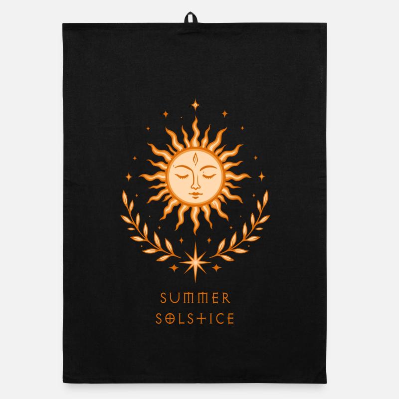 Soleil du solstice d’été – Symbole bohème Torchon bio