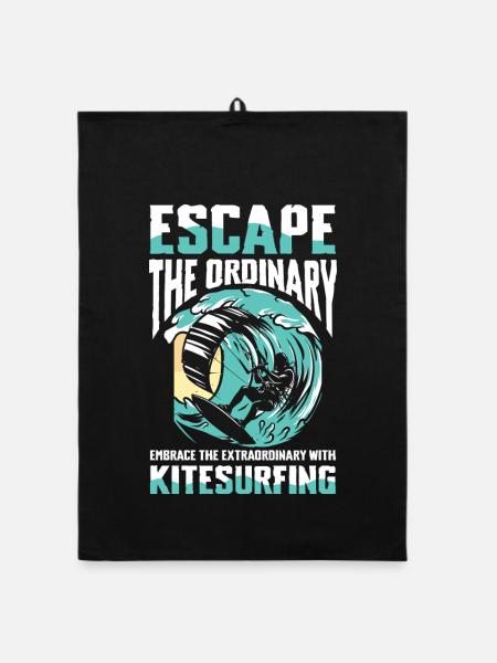 Évasion de l’ordinaire : aventure de kitesurf - Torchon bio - noir - Devant