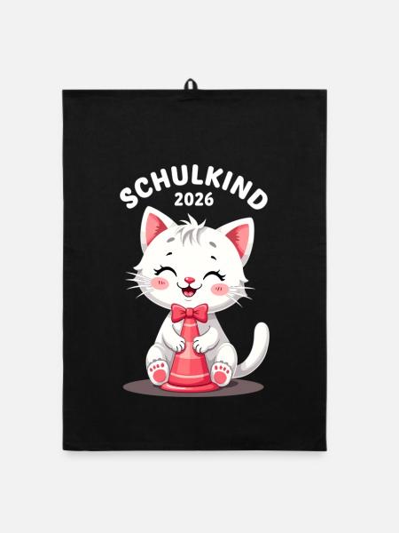 Schulkind 2026 Einschulung 2026 Schulanfang - Organic Geschirrtuch - Schwarz - Vorne