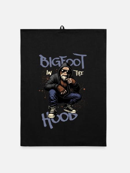 BIGFOOT IN THE HOOD - Organic Geschirrtuch - Schwarz