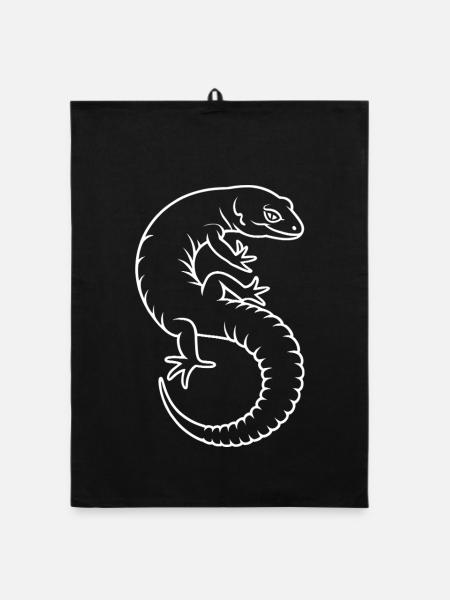 Gecko Silhouette Kontrast - Organic Geschirrtuch - Schwarz - Vorne