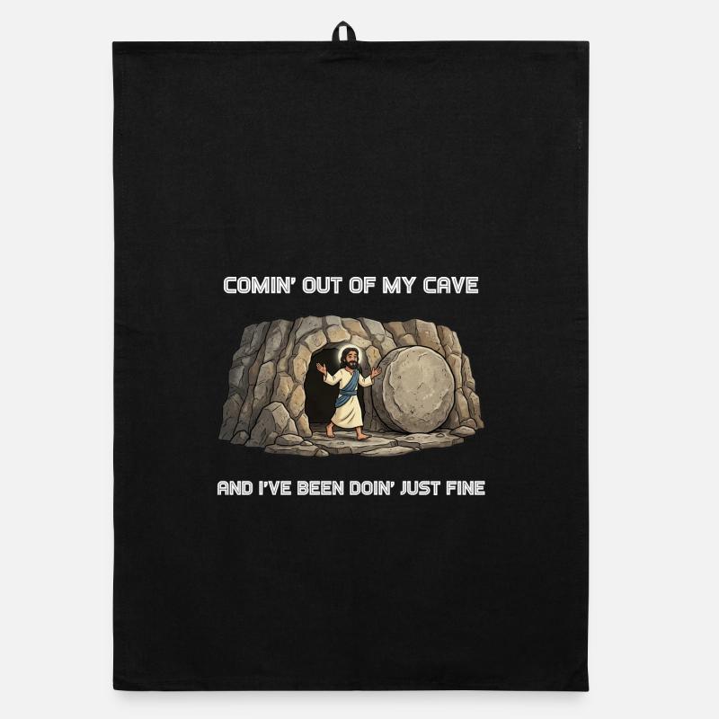 Resurrection from the Cave Saying Organic dish towel