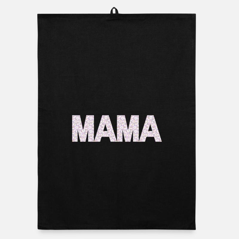 Typographie de Mom Blossoms - Torchon bio - noir
