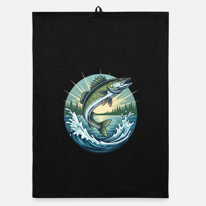 Springender Zander Organic Geschirrtuch