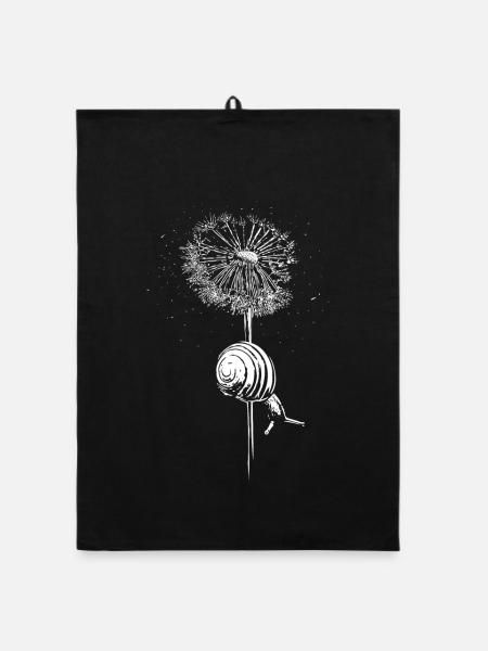Pusteblume Löwenzahn Schnecke - Organic Geschirrtuch - Schwarz - Vorne