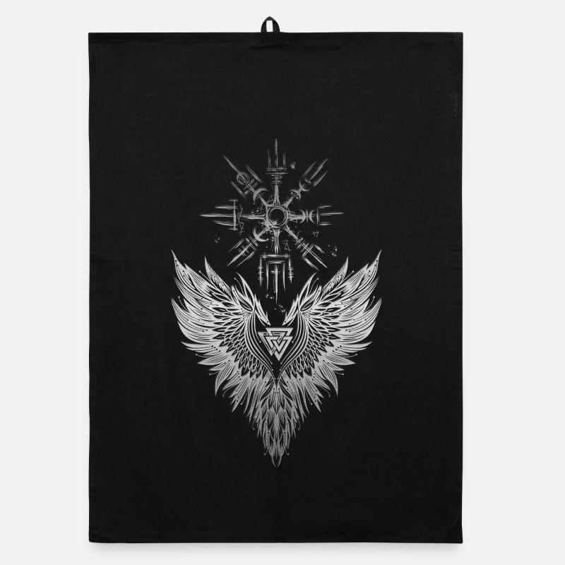 Raven Odin Vegvisir Valknut Organic dish towel