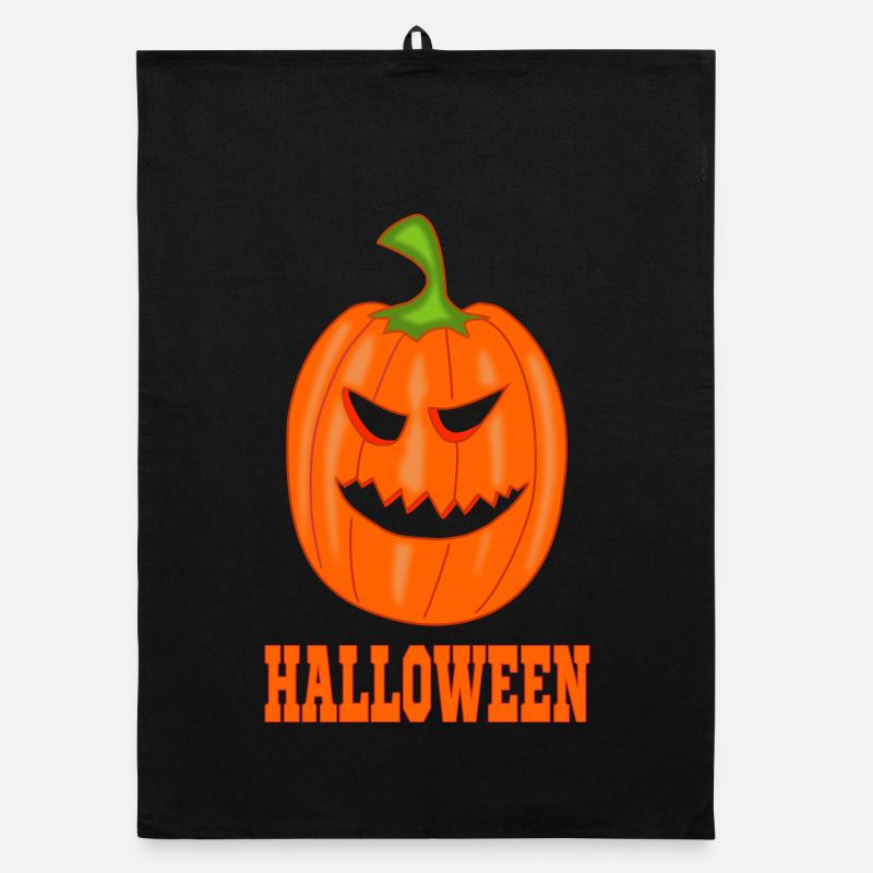 Pumpkin Halloween with lettering Organic dish towel