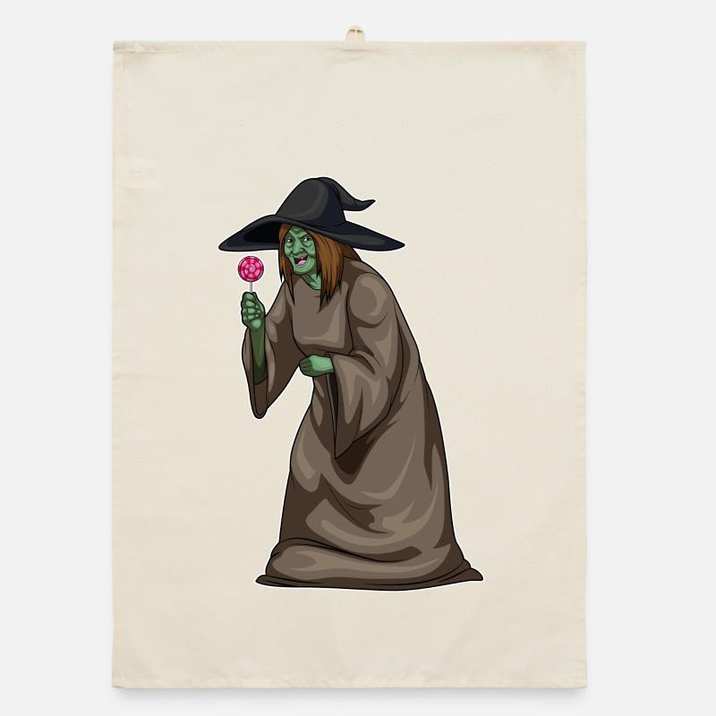 Sorcière Halloween sucettes Torchon bio