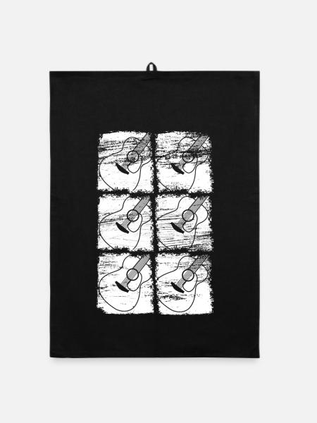 Dessin de guitare - Torchon bio - noir - Devant