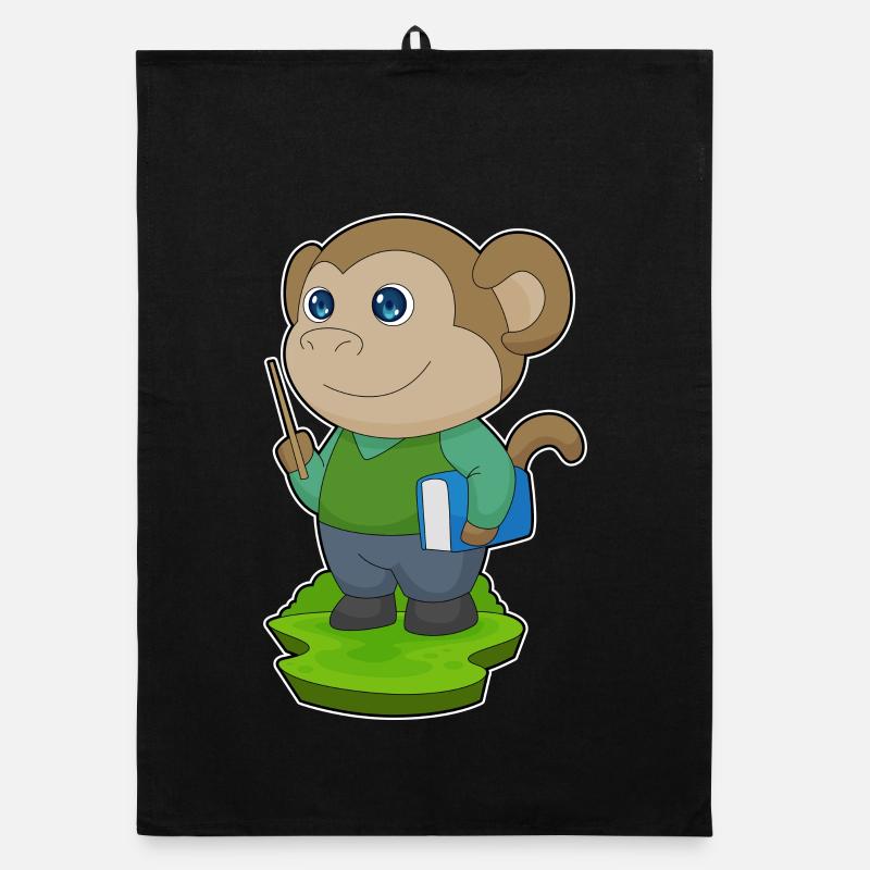 Monkey Teacher Book School Organic dish towel