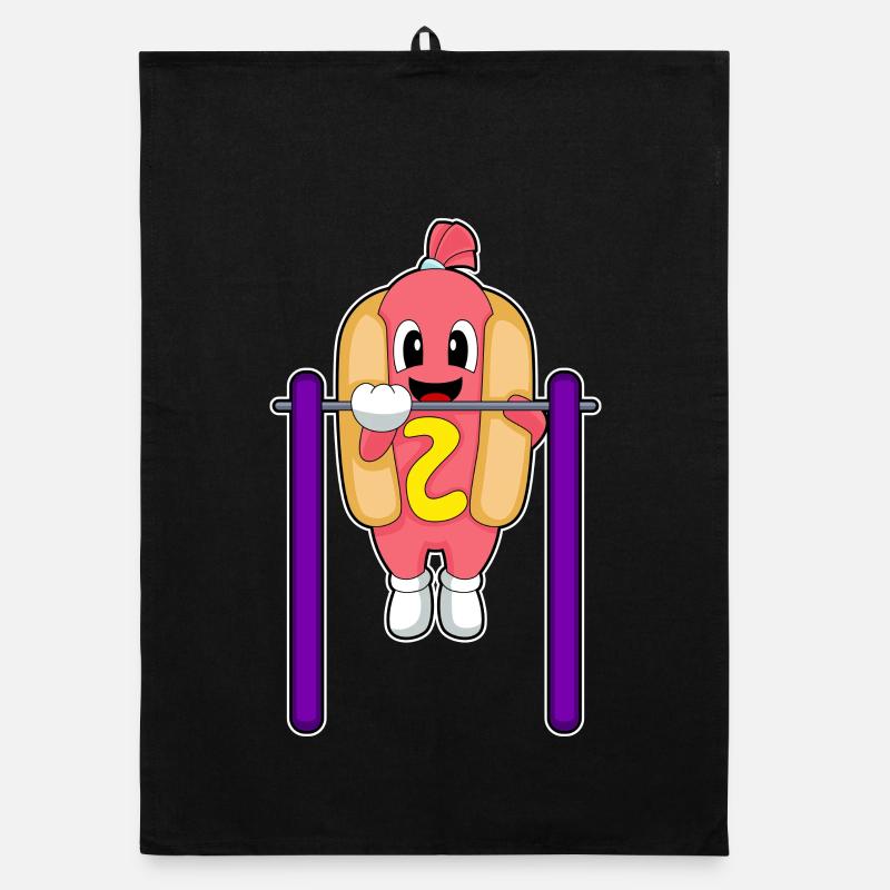 Hotdog Bodybuilders Pull-ups Bodybuilding Organic dish towel