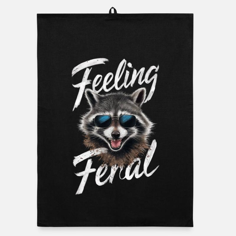 Feeling Feral Racoon  Organic dish towel