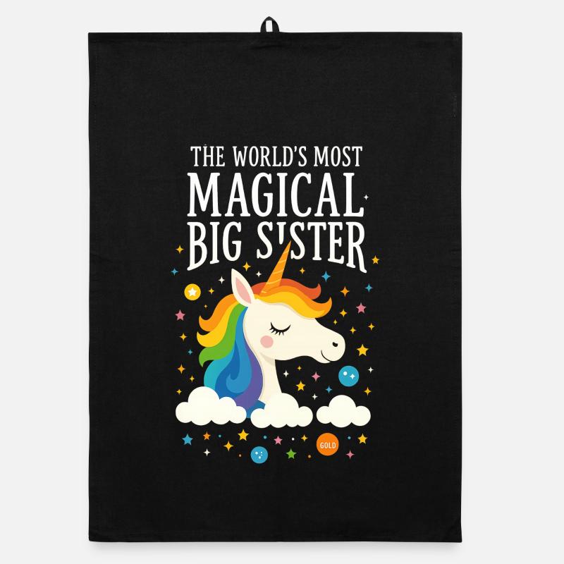 Unicorn Magic Big Sister sister Organic dish towel