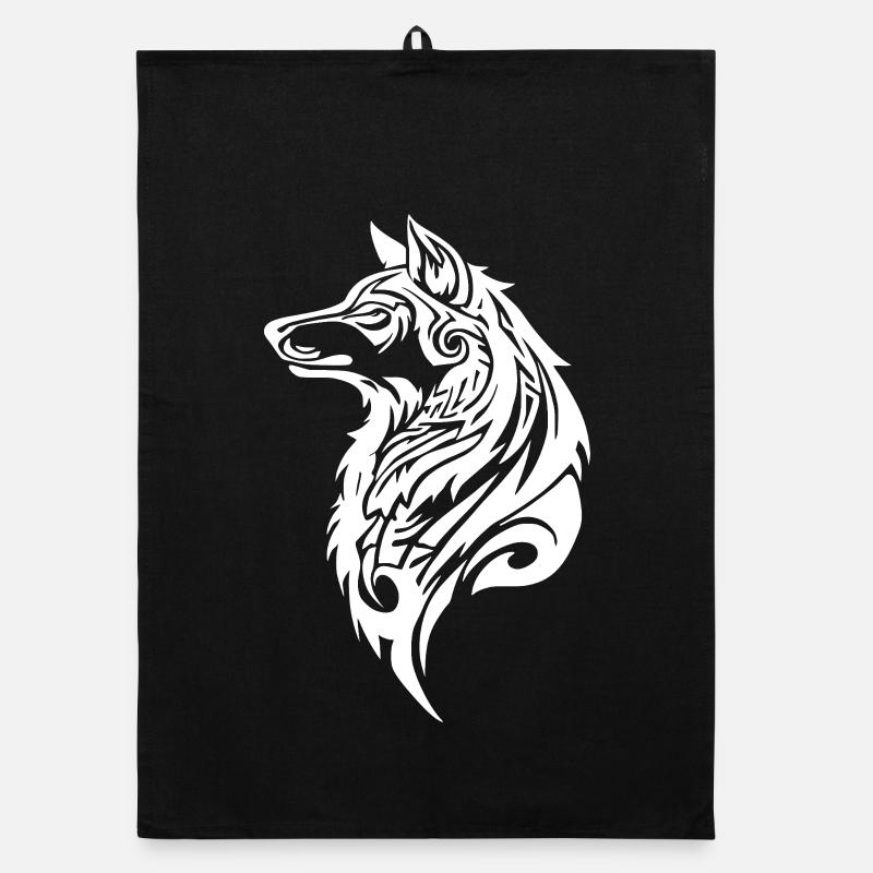 Nordic Wolf Tribal Tattoo Organic Geschirrtuch
