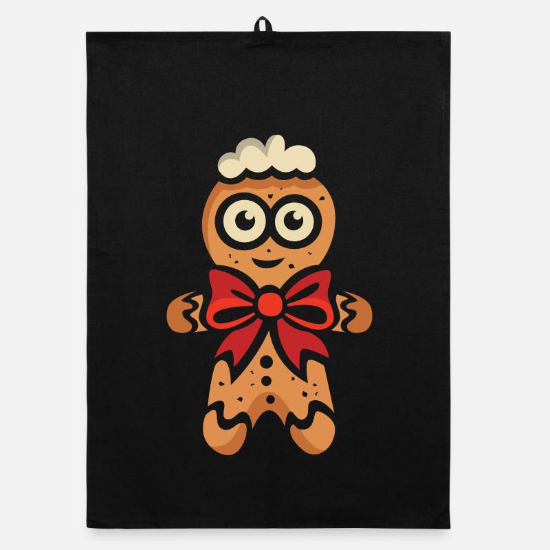 Gingerbread man with red ribbon Organic dish towel