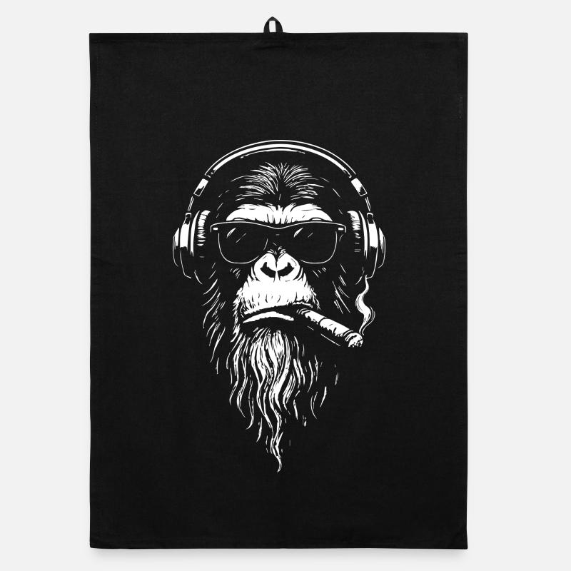 Chill DJ Monkey mit Kopfhörern Organic Geschirrtuch