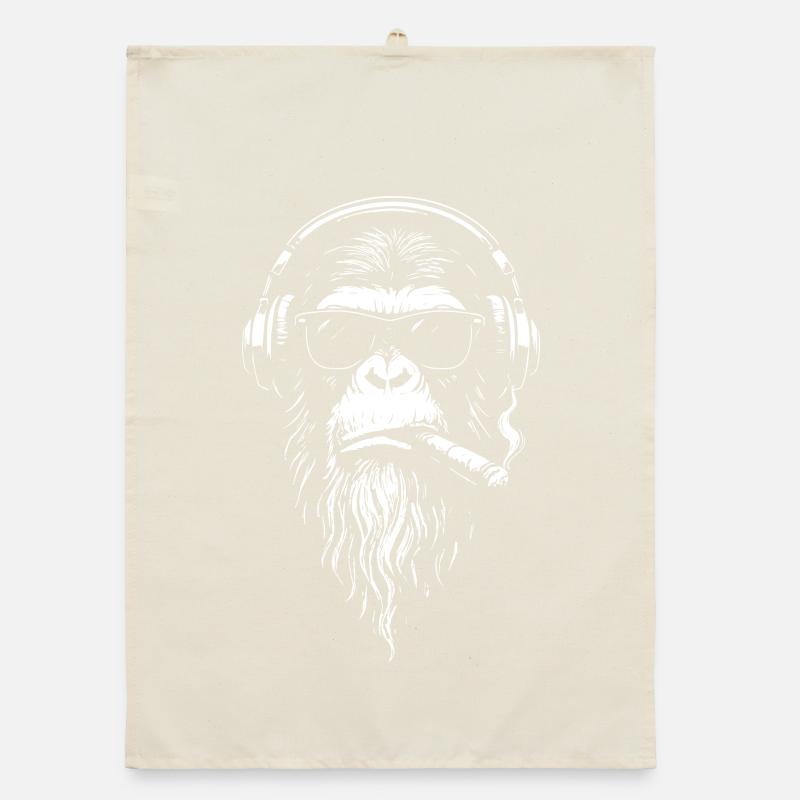 Chill DJ Monkey mit Kopfhörern Organic Geschirrtuch