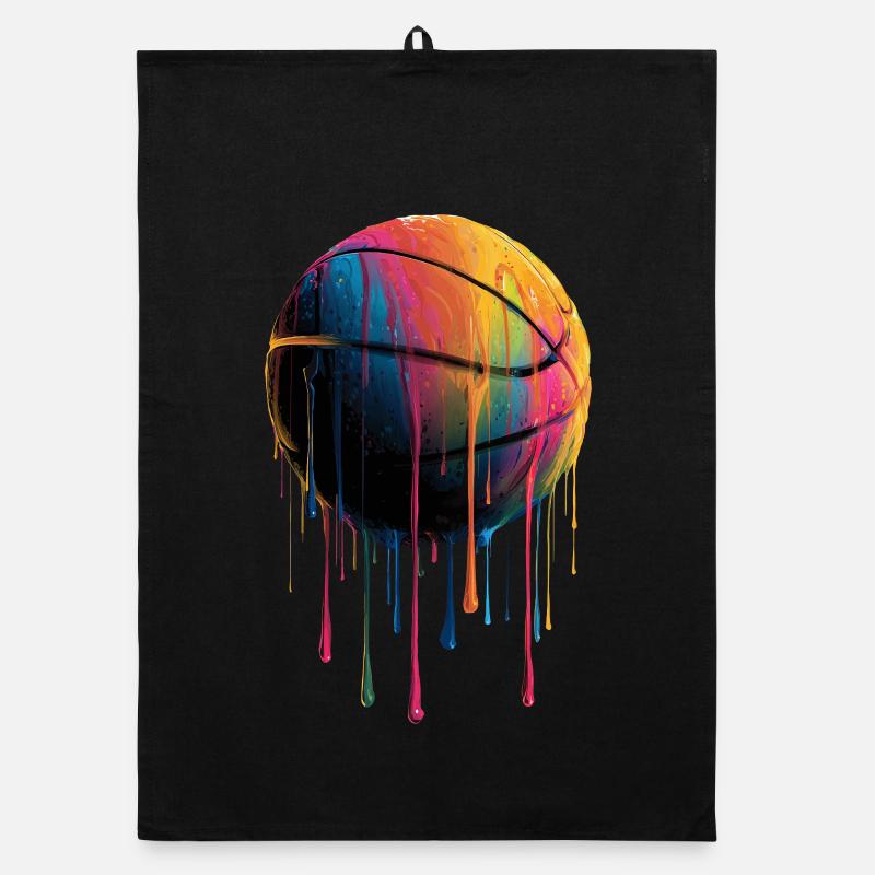 Basketball Buntes Dripping - Organic Geschirrtuch - Schwarz