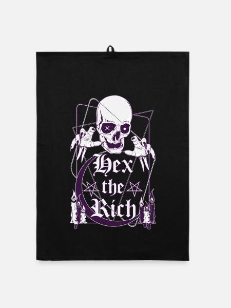 Hex the Rich  - Organic dish towel - black - Front