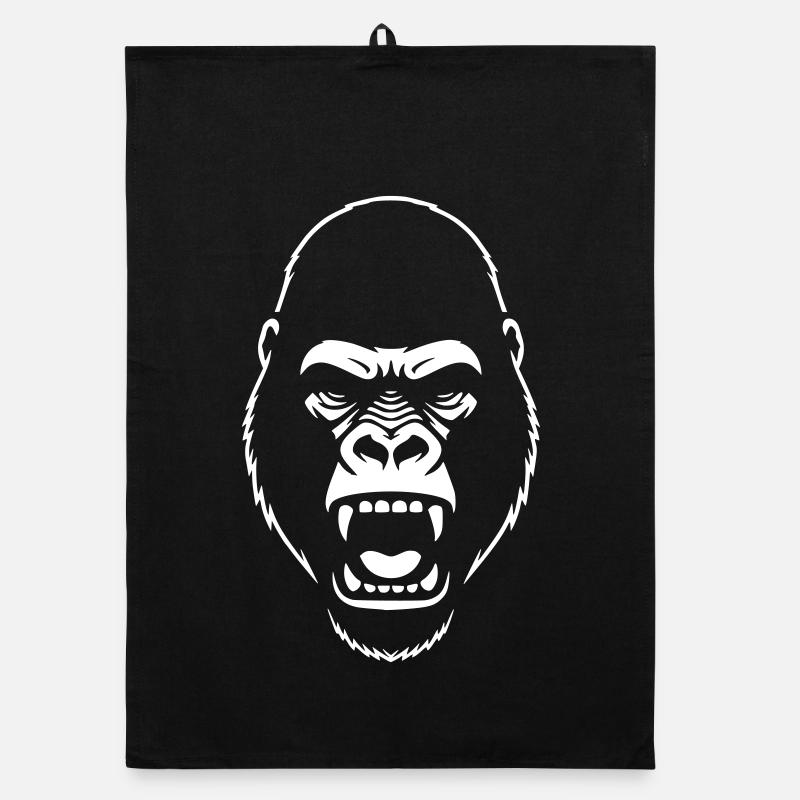 Gorilla Stencil: Elegantes Grunge-Statement - Organic Geschirrtuch - Schwarz